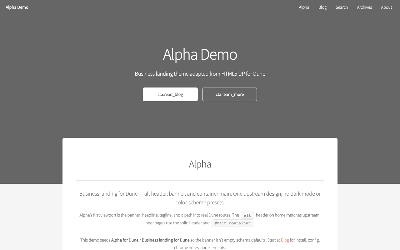 Alpha screenshot