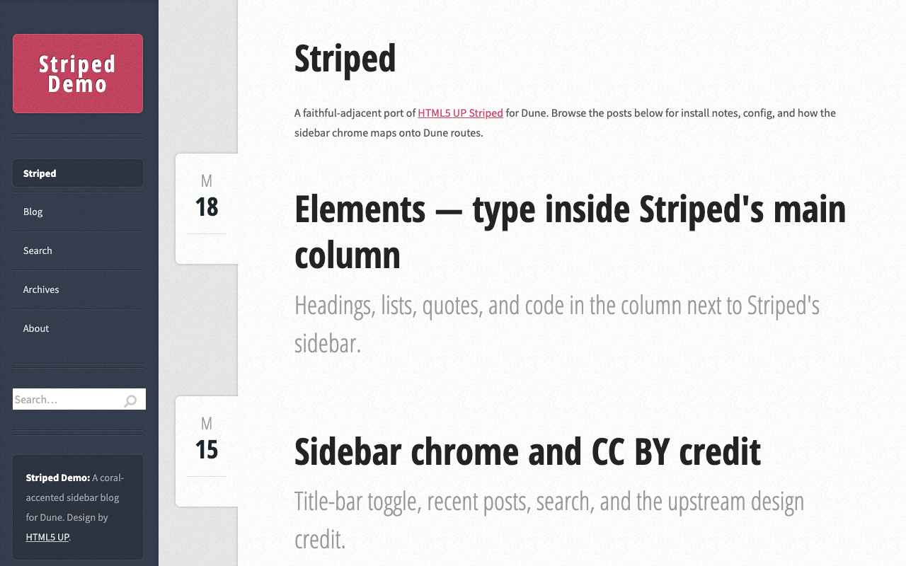Striped screenshot